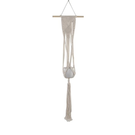 Conservatorio 33' H hanging macrame with 4' Ceramic pot, Matte White CO2965344